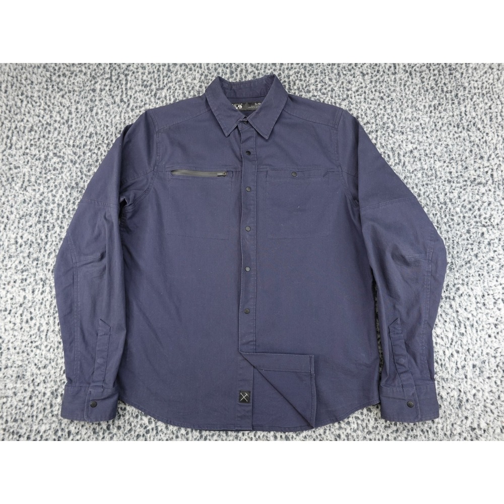 Mountain Hardwear Button Down Shirt Mens Small‎ Navy Blue Snap Front Utility